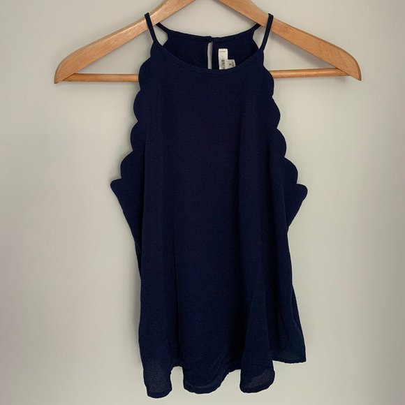 Blue Scalloped Halter Top - Size S - Picture 2 of 6